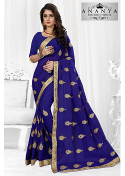 Melodic Blue Georgette Saree with Blue Blouse