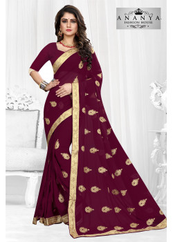 Melodic Purple Georgette Saree with Purple Blouse