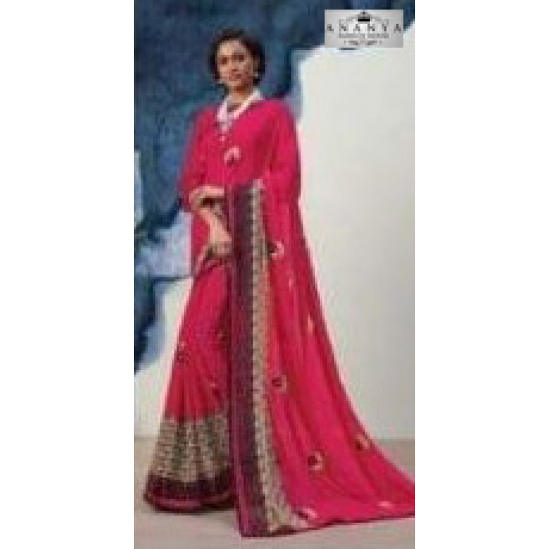 Adorable Magenta Georgette Saree with Magenta Blouse