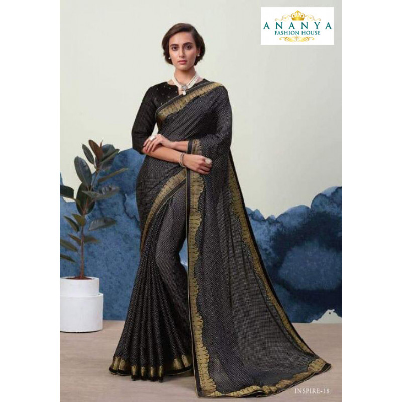 Classic Black Georgette Saree with Black Blouse