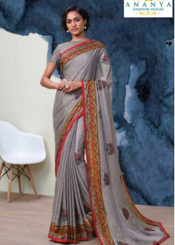 Exotic Grey Georgette Saree with Grey Blouse