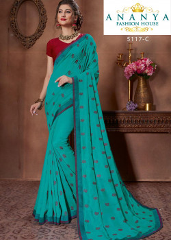 Charming Blue Silk Saree with Maroon Blouse