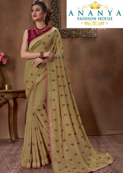 Incredible Light Olive Green Silk Saree with Wine Blouse