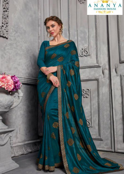 Melodic Blue Silk Saree with Blue Blouse