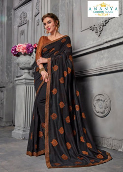 Charming Grey Silk Saree with Copper Blouse