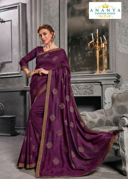Enigmatic Purple Silk Saree with Purple Blouse