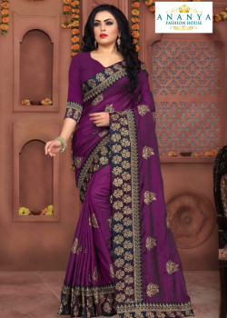 Charming Violet Silk Saree with Violet Blouse