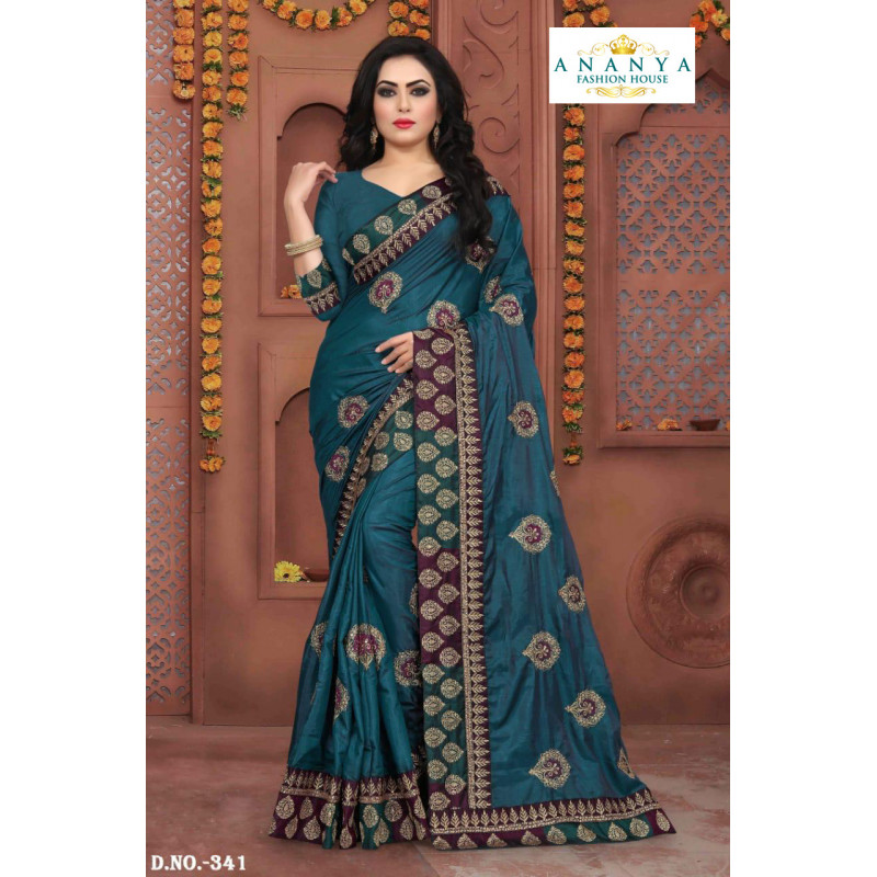 Enigmatic Blue Silk Saree with Blue Blouse