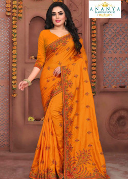 Incredible Mustard Silk Saree with Mustard Blouse