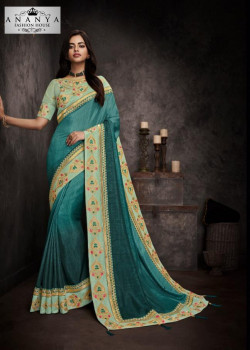 Adorable Blue Silk Saree with Pastel Blue Blouse