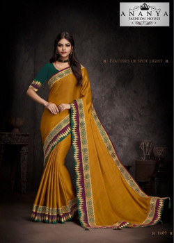 Charming Mustard Silk Saree with Dark Green Blouse