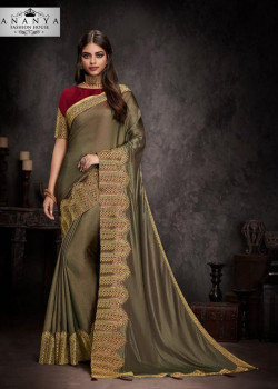 Divine Copper Silk Saree with Maroon Blouse