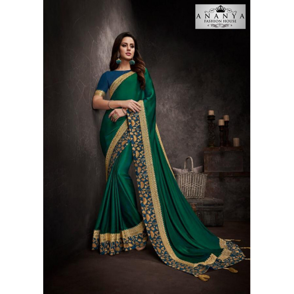 Turquoise Organza silk Saree - Punit Balana