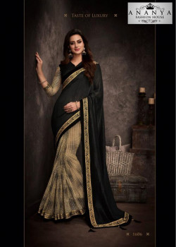 Luscious Black Silk Saree with Black Blouse