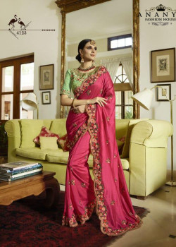 Classic Magenta Silk Saree with Pista Green Blouse
