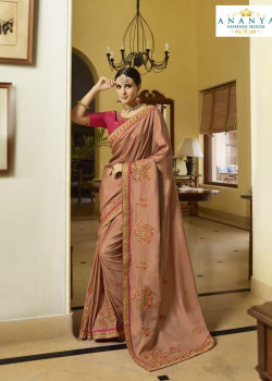 Melodic Dusty Pink Silk Saree with Magenta Blouse