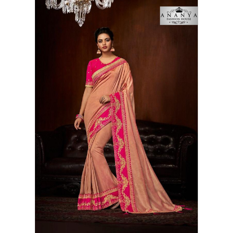 Charming Pink Silk Saree with Magenta Blouse