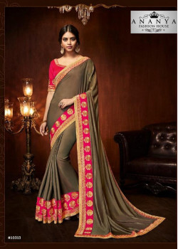 Flamboyant Copper Silk Saree with Magenta Blouse