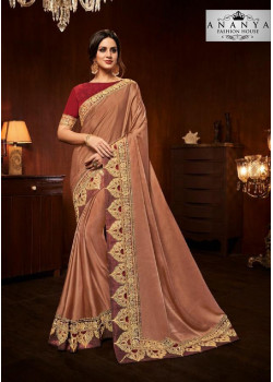 Incredible Rust Silk Saree with Maroon Blouse