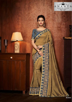 Melodic Blue- Gold Silk Saree with Blue Blouse