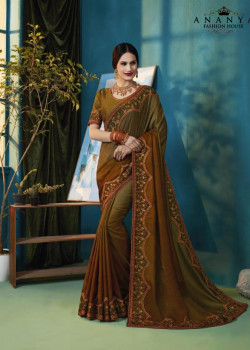 Dazzling Olive Green Silk Saree with Olive Green Blouse