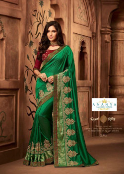 Divine Sea Green Silk Saree with Maroon Blouse