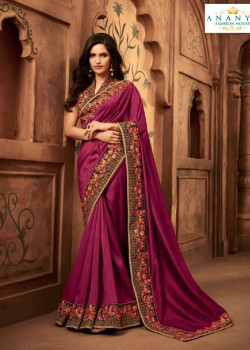 Trendy Purple Silk Saree with Multicolor Blouse