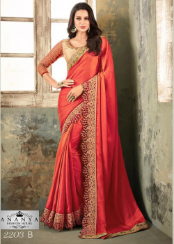 Dazzling Pink Silk Saree with Gold Blouse