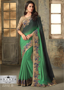 Melodic Turquiose Silk Saree with Gold Blouse