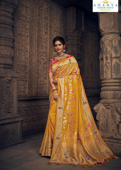 Incredible Yellow Silk Saree with Red Blouse