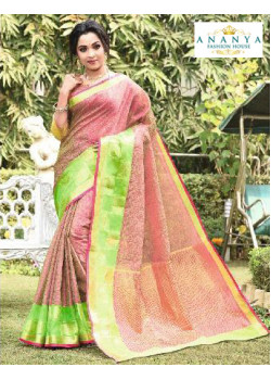 Flamboyant Multicolor Silk Saree with Pink Blouse
