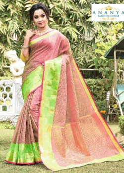 Flamboyant Multicolor Silk Saree with Pink Blouse