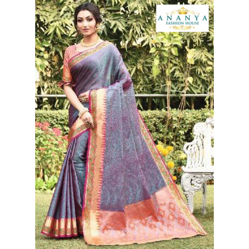 Trendy Multicolor Silk Saree with Pink Blouse