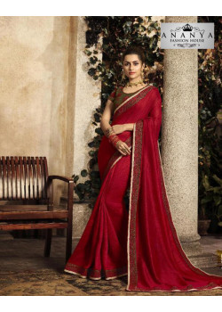 Enigmatic Maroon Silk Saree with Olive Green Blouse