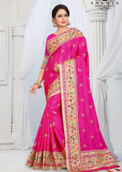 Melodic Blue Silk Saree with Blue Blouse