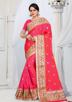 Divine Red Silk Saree with Red Blouse