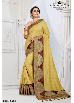 Melodic Yellow Silk Saree with Brown Blouse