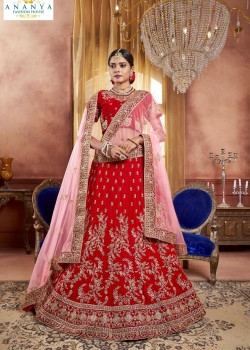Luscious Red color Velvet Designer  Lehenga