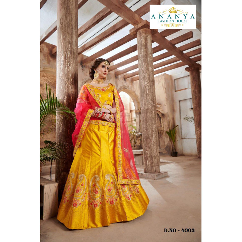 Charming Yellow color Nylon - Satin   Designer Lehenga