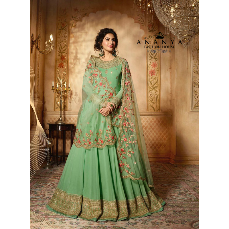 Flamboyant Green Pure Georgette- Santoon Salwar kameez