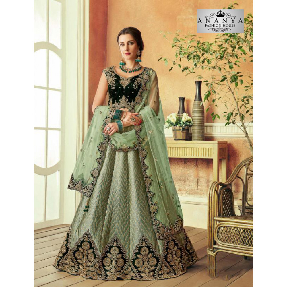 Blissful Black and Pista Green Readymade Lehenga Choli | Designer dresses  elegant, Lehenga designs simple, Indian outfits lehenga