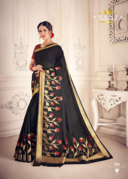 Adorable Black Silk Saree with Maroon Blouse