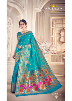 Classic Blue Silk Saree with Blue  Blouse