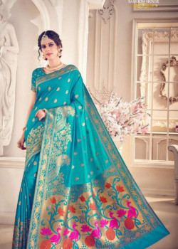 Classic Blue Silk Saree with Blue  Blouse
