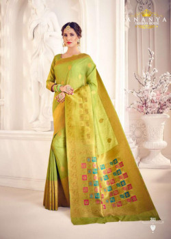 Dazzling Lime Green Silk Saree with Lime Green Blouse