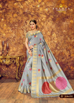 Flamboyant Grey Silk Saree with Grey Blouse