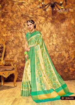 Adorable Multicolor Silk Saree with Sea Green Blouse