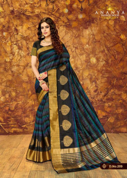 Classic Multicolor Silk Saree with Black Blouse