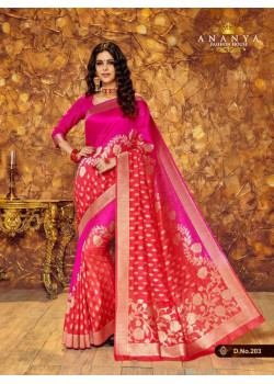 Exotic Magenta- Red Silk Saree with Magenta Blouse