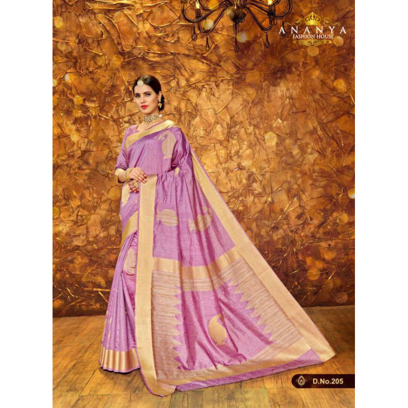 Incredible Lavender Silk Saree with Lavender Blouse